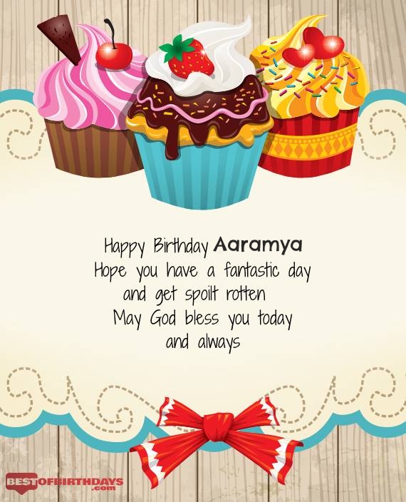 Aaramya happy birthday greeting card