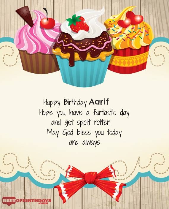 Aarif happy birthday greeting card