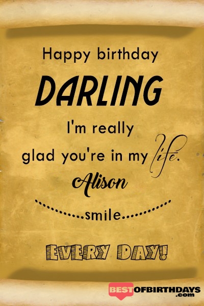 Alison happy birthday love darling babu janu sona babby