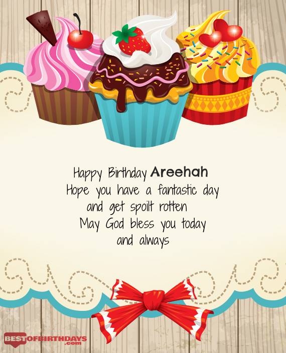 Areehah happy birthday greeting card