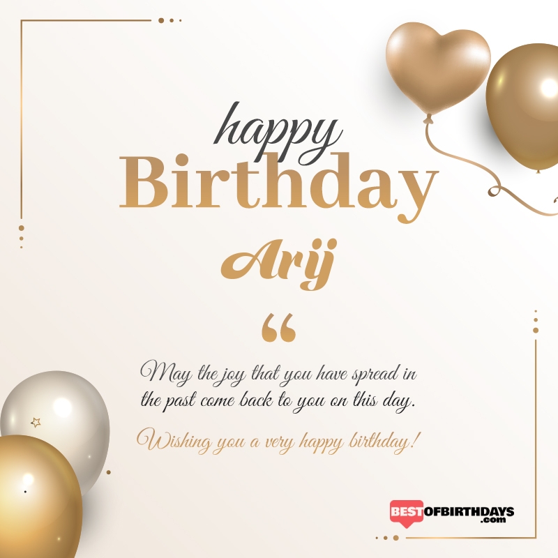 Arij happy birthday free online wishes card