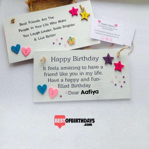 Create amazing birthday aafiya wishes greeting card for best friends
