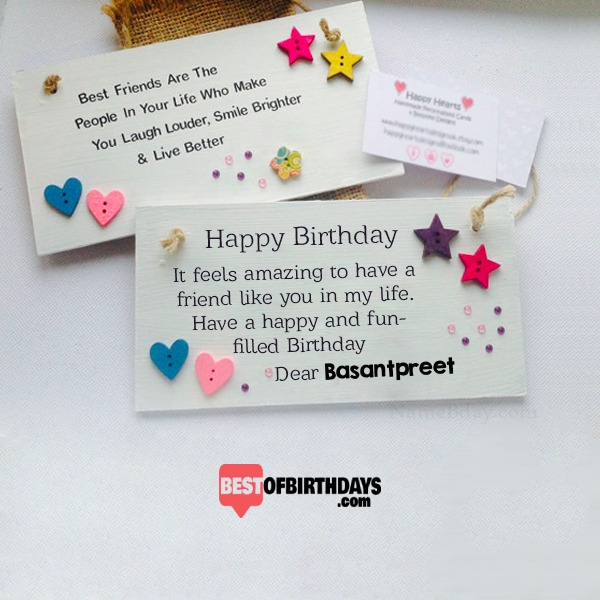 Create amazing birthday basantpreet wishes greeting card for best friends
