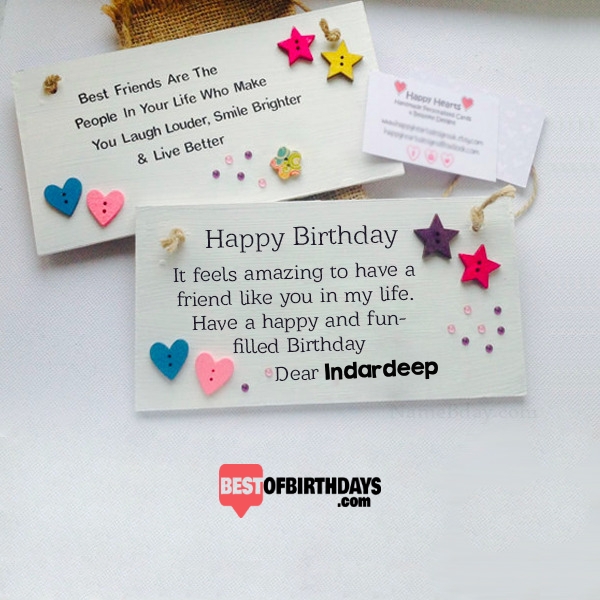 Create amazing birthday indardeep wishes greeting card for best friends