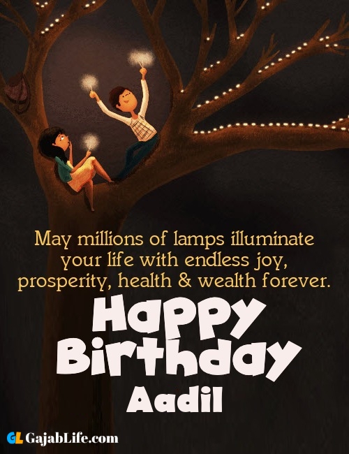 Aadil create happy birthday wishes image with name