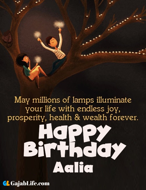 Aalia create happy birthday wishes image with name