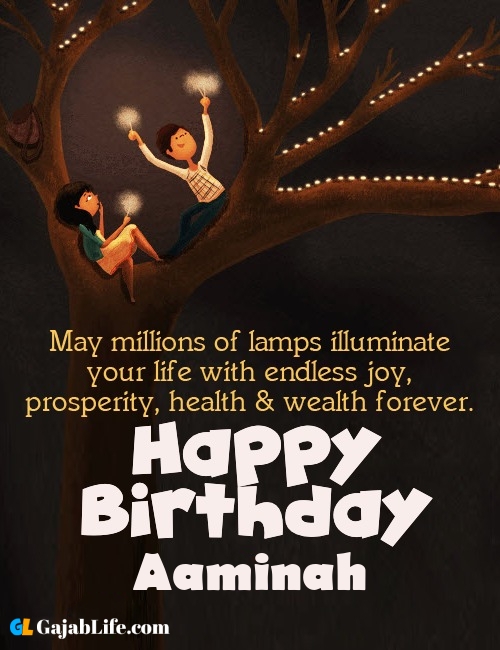 Aaminah create happy birthday wishes image with name