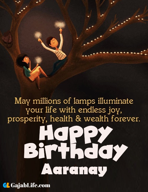 Aaranay create happy birthday wishes image with name