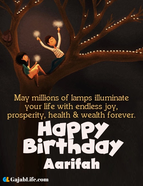 Aarifah create happy birthday wishes image with name