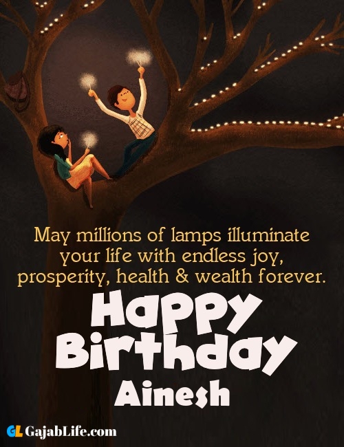 Ainesh create happy birthday wishes image with name