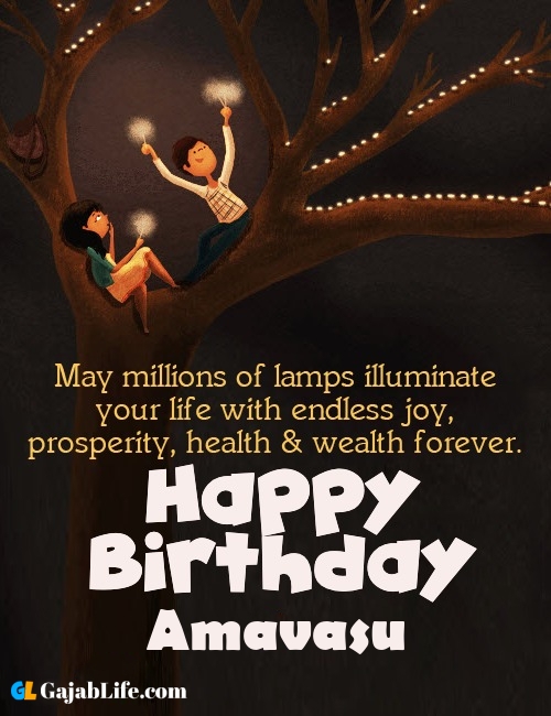 Amavasu create happy birthday wishes image with name