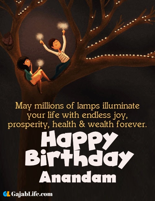 Anandam create happy birthday wishes image with name