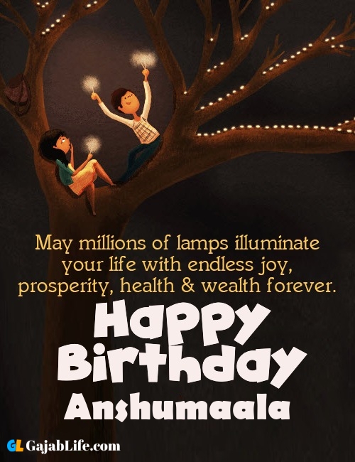 Anshumaala create happy birthday wishes image with name