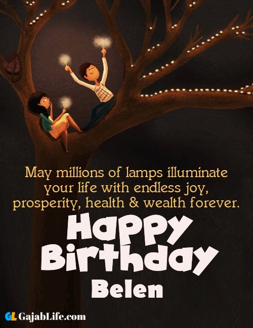 Belen create happy birthday wishes image with name
