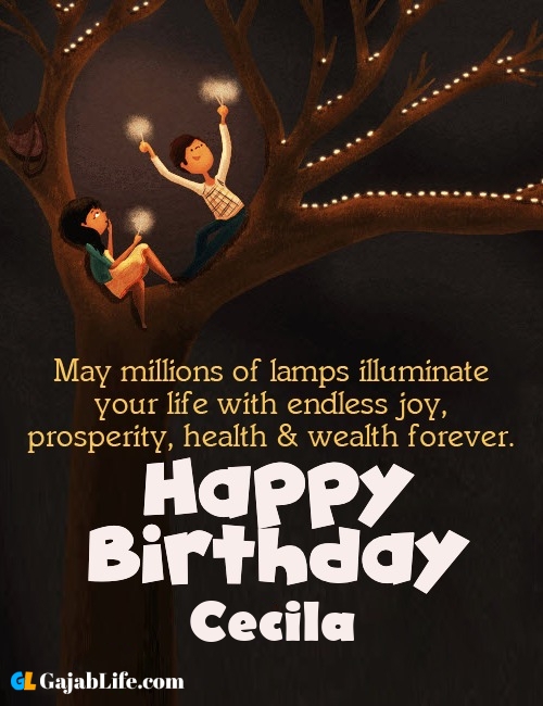 Cecila create happy birthday wishes image with name