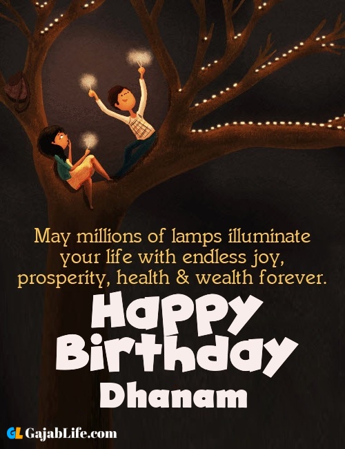 Dhanam create happy birthday wishes image with name