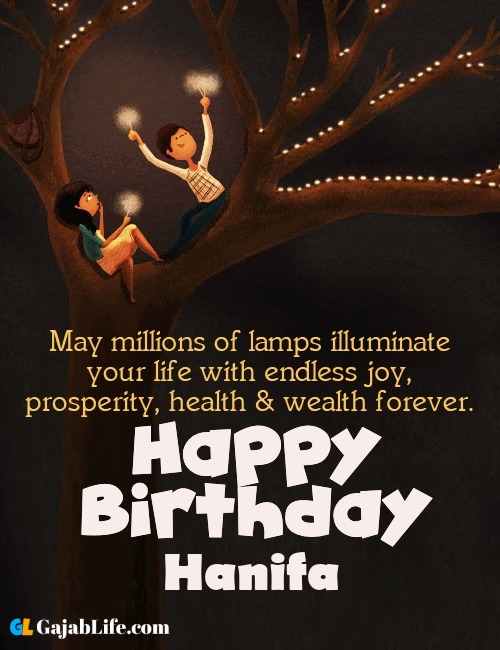 Hanifa create happy birthday wishes image with name