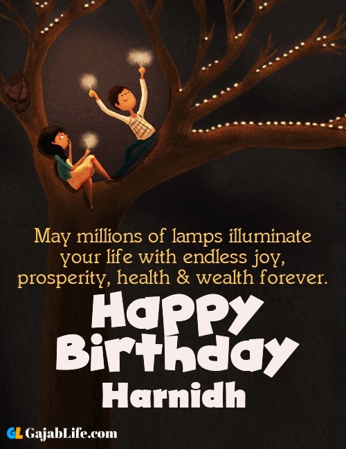 Harnidh create happy birthday wishes image with name