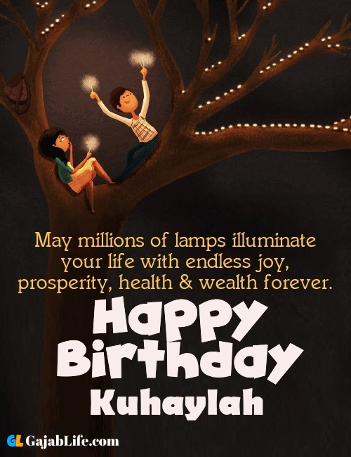 Kuhaylah create happy birthday wishes image with name