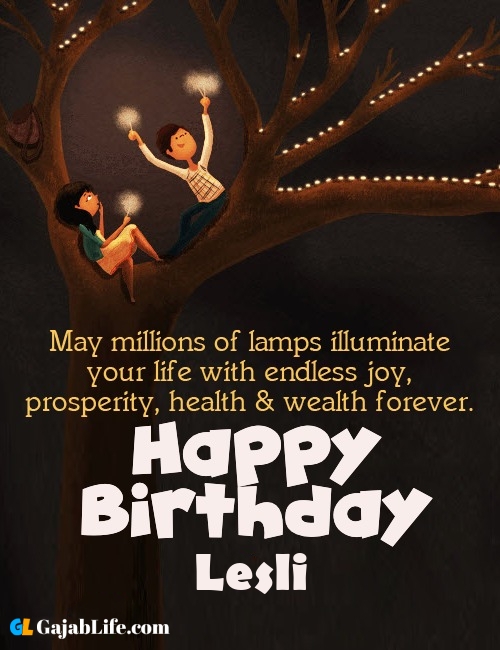 Lesli create happy birthday wishes image with name