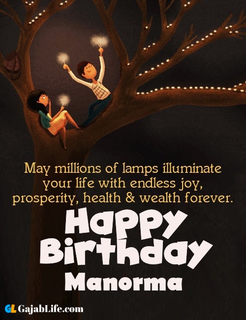 Manorma create happy birthday wishes image with name