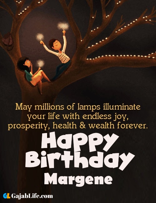 Margene create happy birthday wishes image with name