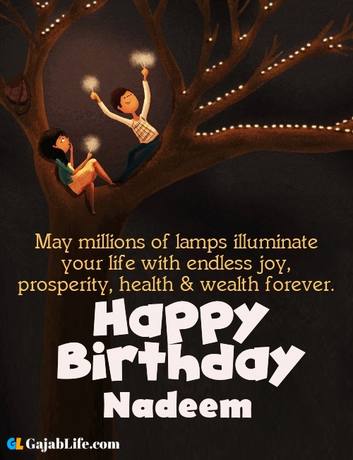 Nadeem create happy birthday wishes image with name