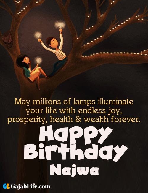 Najwa create happy birthday wishes image with name