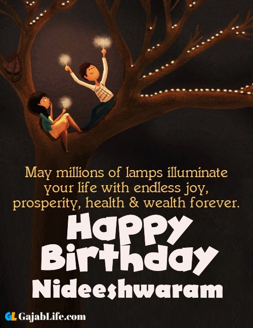 Nideeshwaram create happy birthday wishes image with name