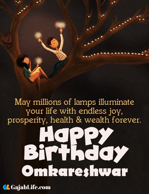Omkareshwar create happy birthday wishes image with name