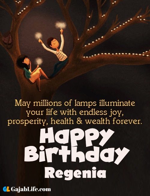 Regenia create happy birthday wishes image with name