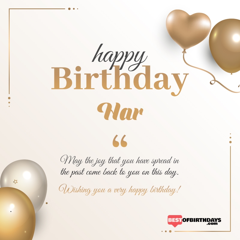 Har happy birthday free online wishes card