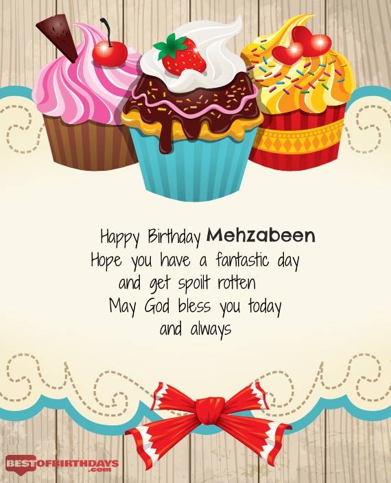 Mehzabeen happy birthday greeting card