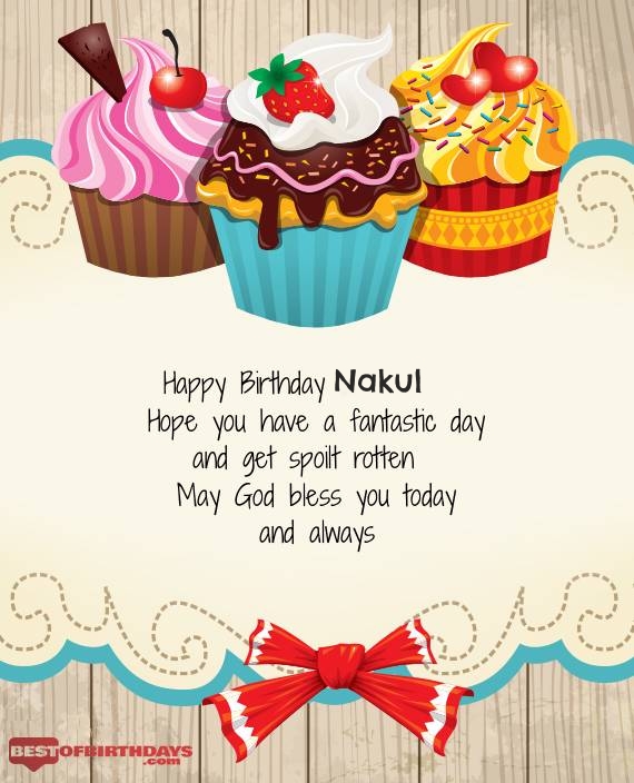 Nakul happy birthday greeting card