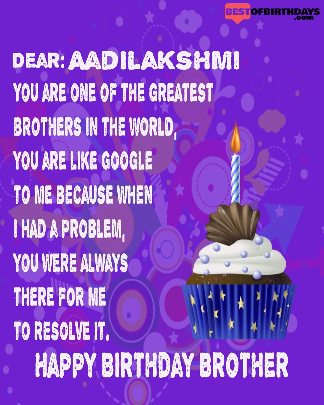 Happy birthday aadilakshmi bhai brother bro