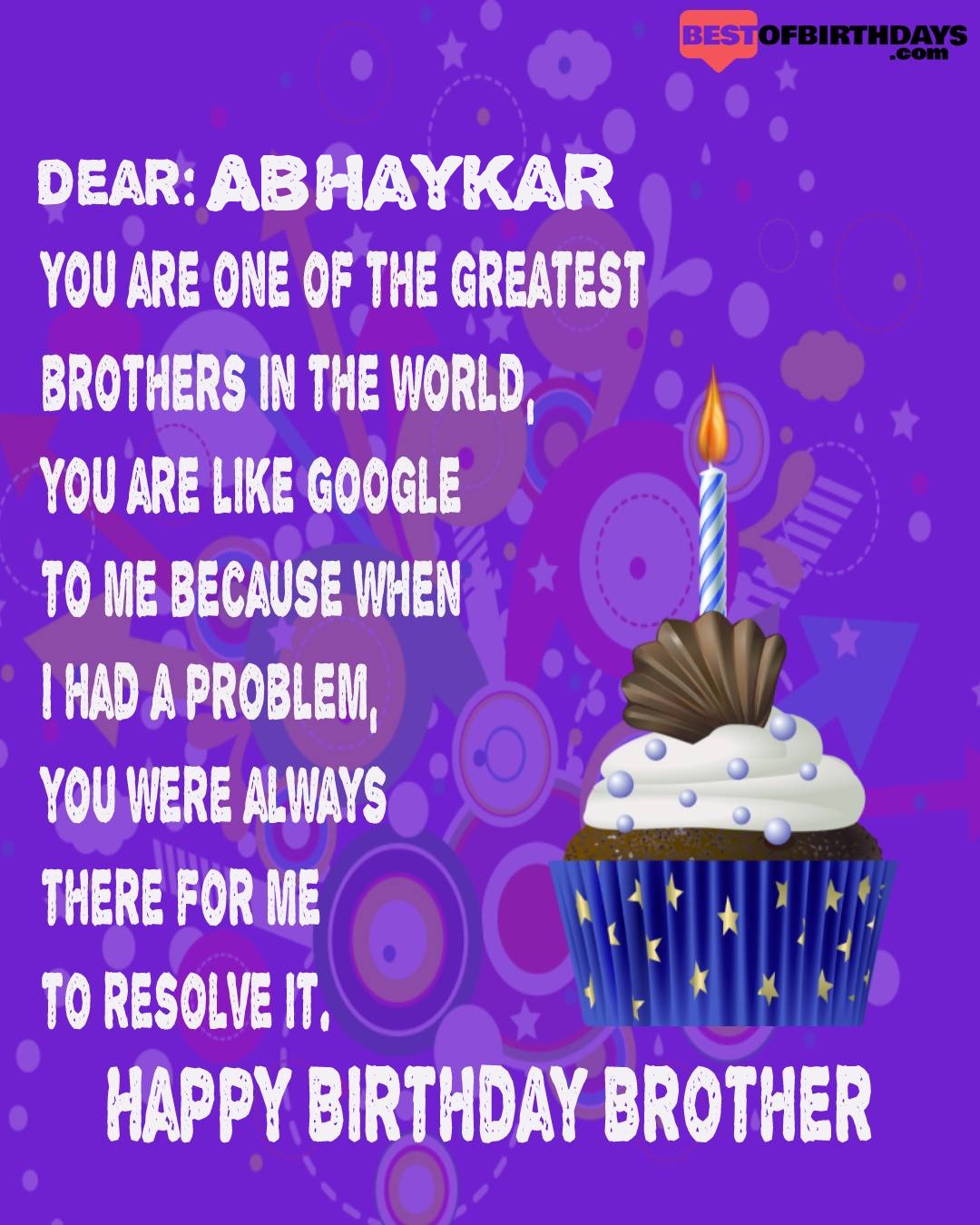 Happy birthday abhaykar bhai brother bro