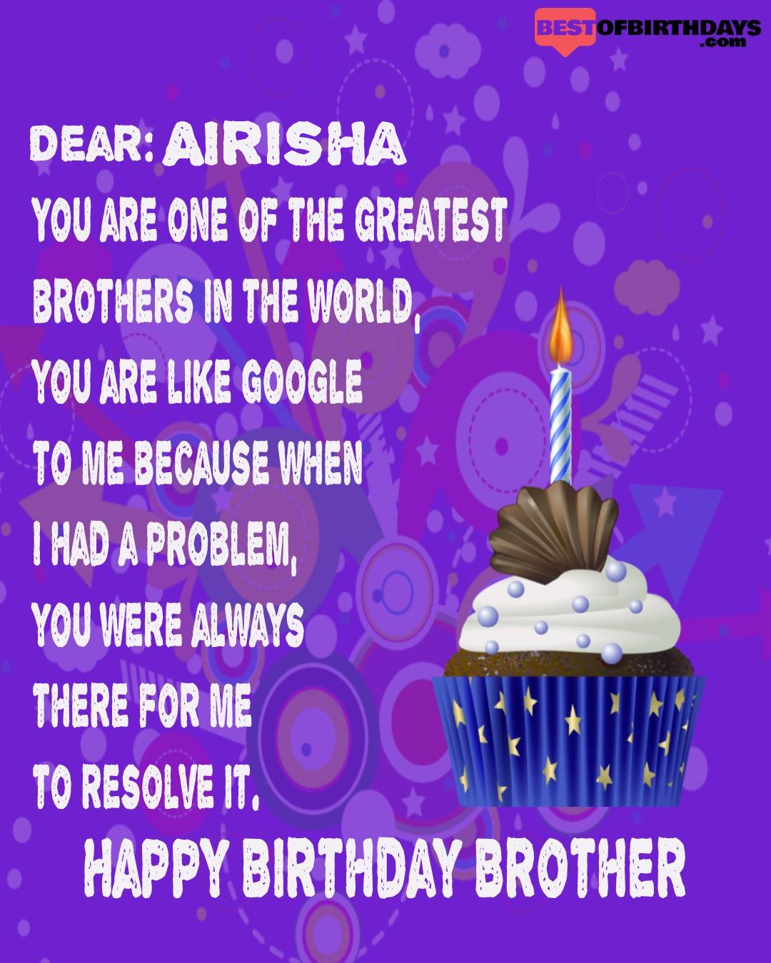 Happy birthday airisha bhai brother bro