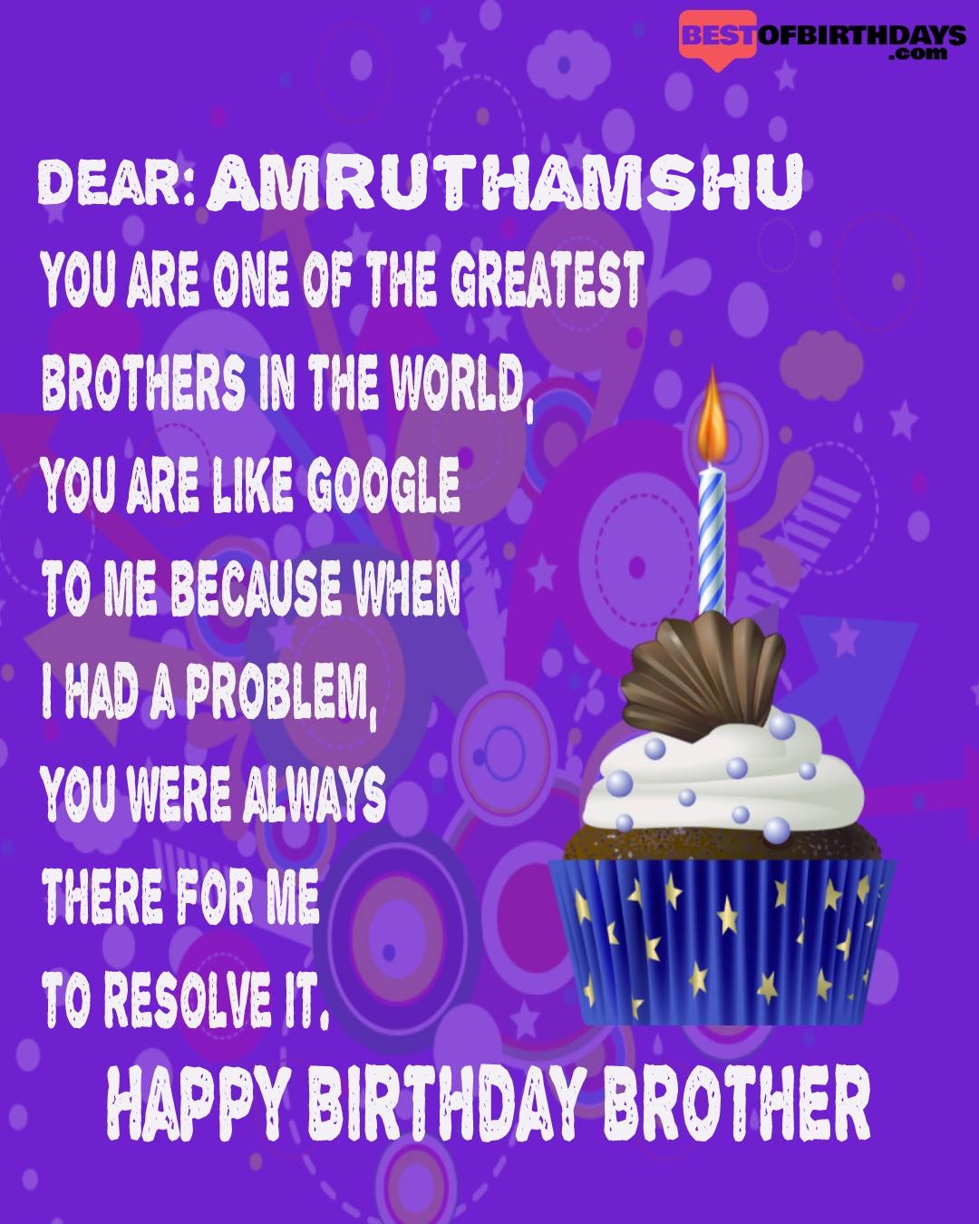 Happy birthday amruthamshu bhai brother bro