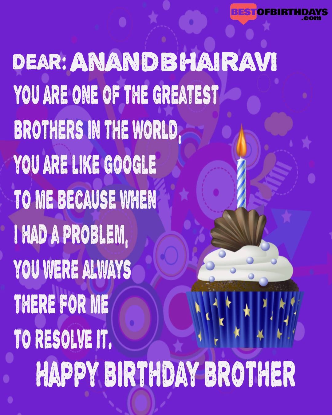 Happy birthday anandbhairavi bhai brother bro