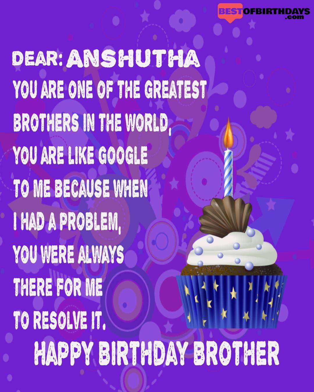 Happy birthday anshutha bhai brother bro