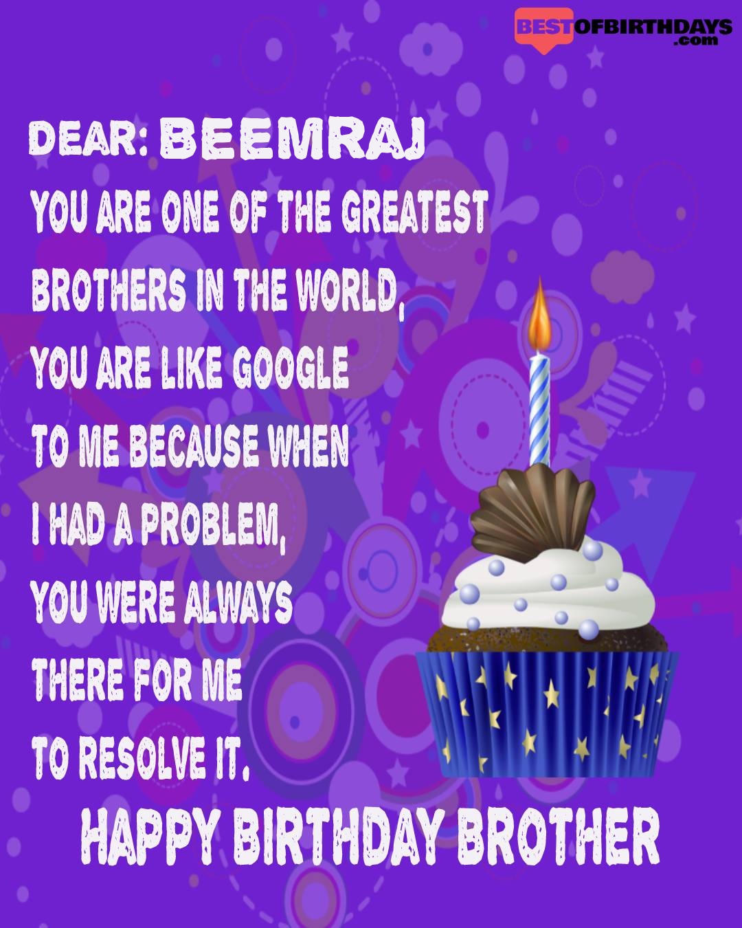 Happy birthday beemraj bhai brother bro
