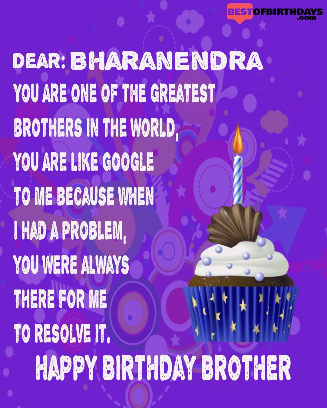 Happy birthday bharanendra bhai brother bro