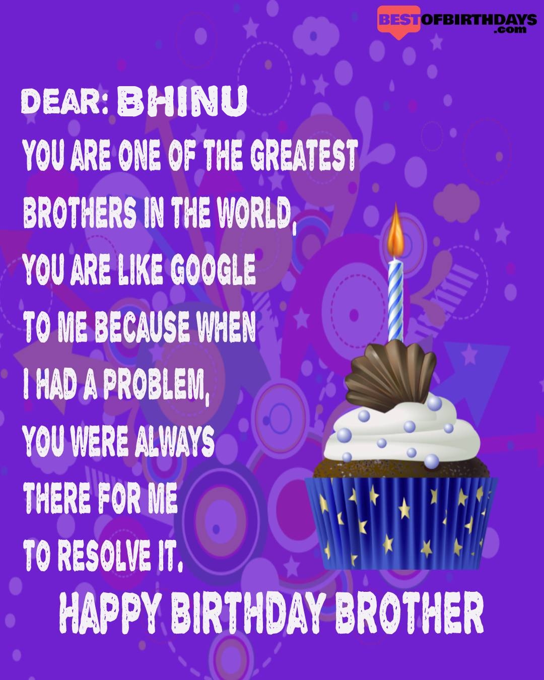 Happy birthday bhinu bhai brother bro