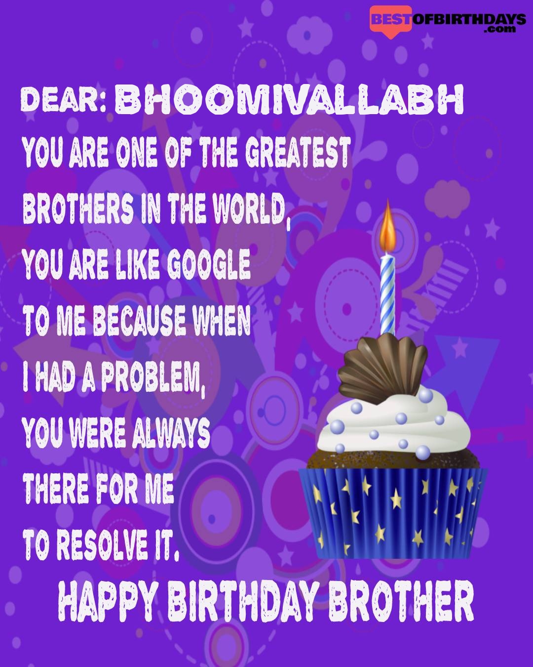 Happy birthday bhoomivallabh bhai brother bro