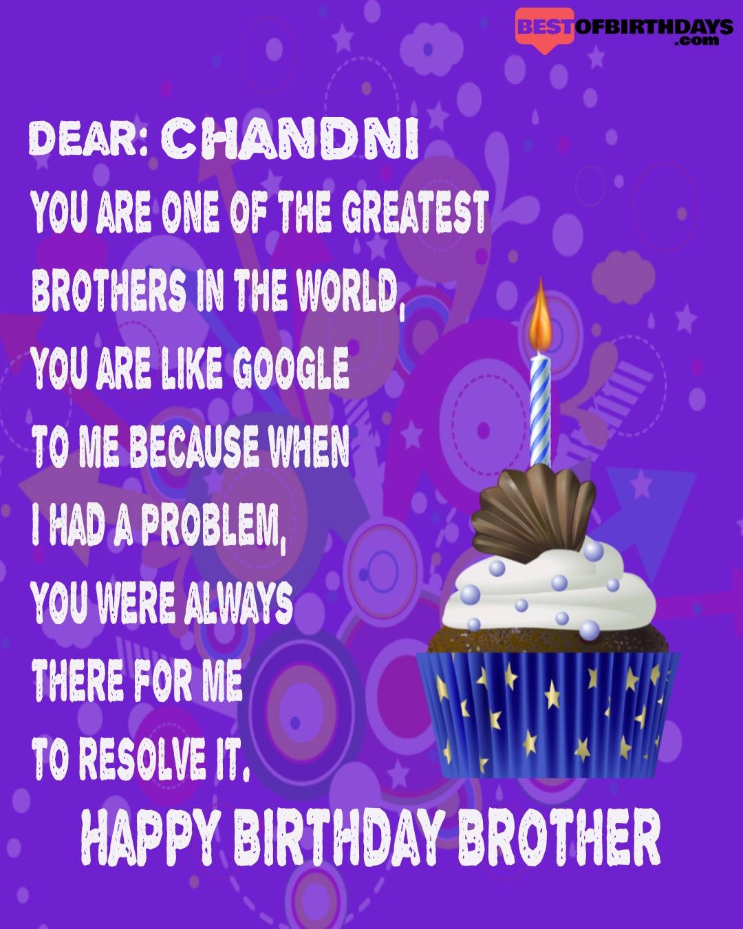 Happy birthday chandni bhai brother bro