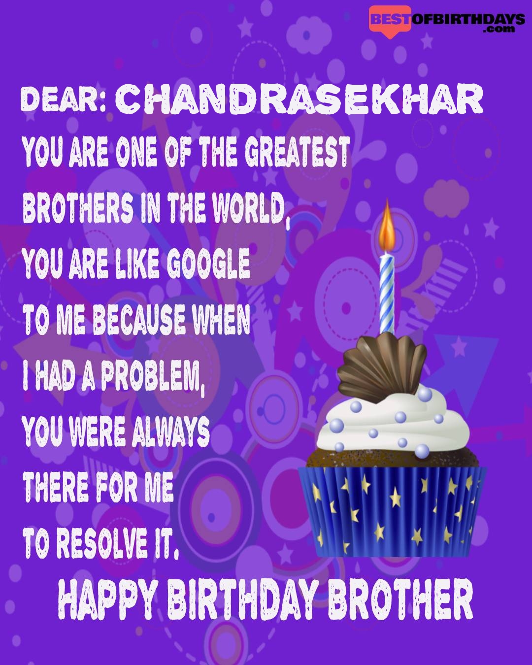 Happy birthday chandrasekhar bhai brother bro