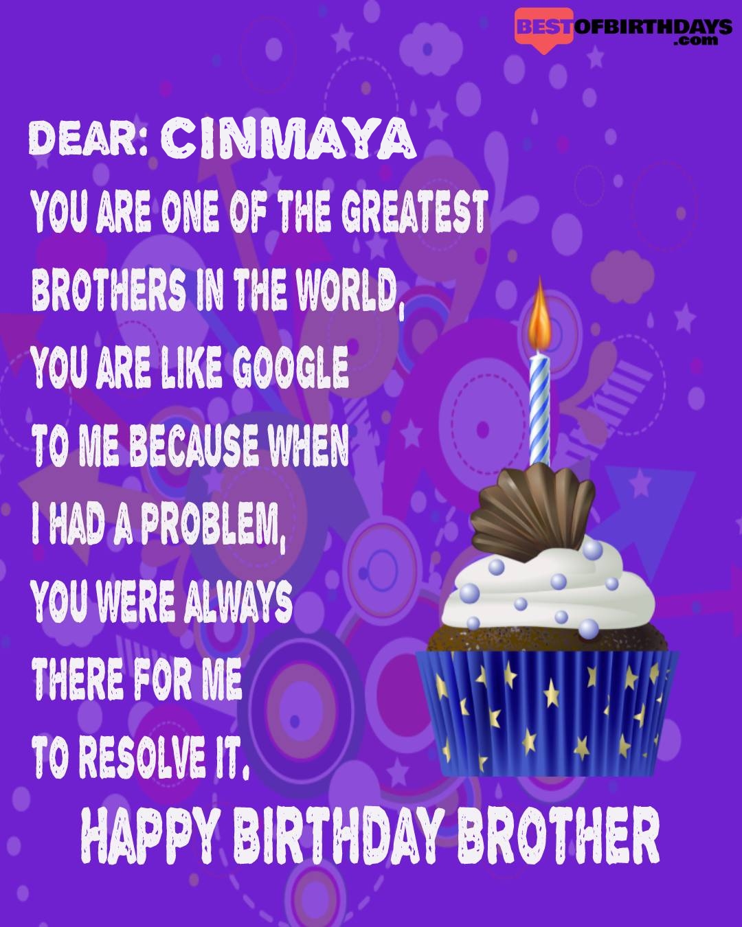 Happy birthday cinmaya bhai brother bro