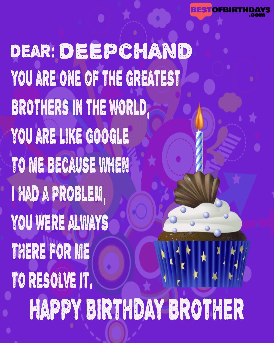 Happy birthday deepchand bhai brother bro