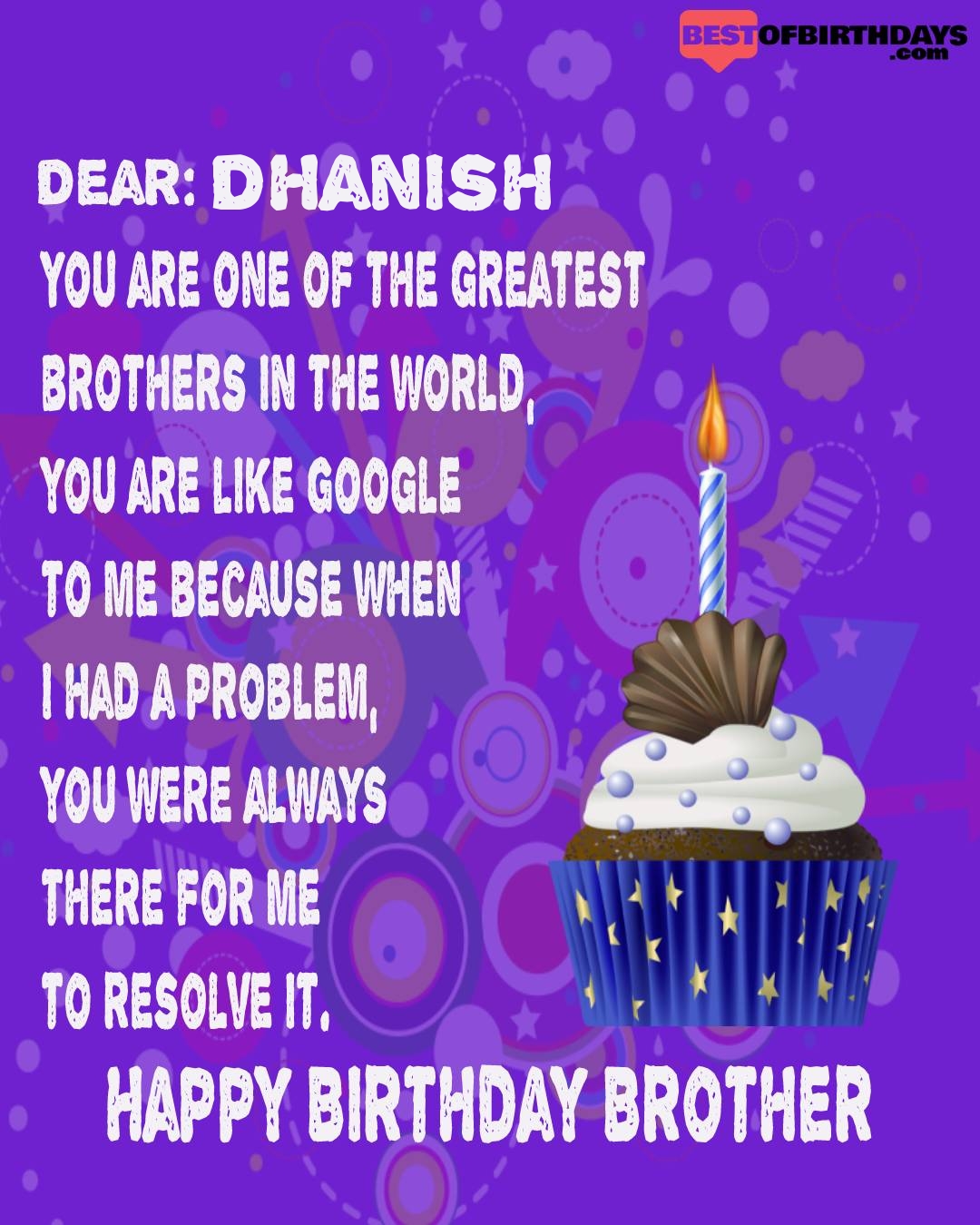 Happy birthday dhanish bhai brother bro