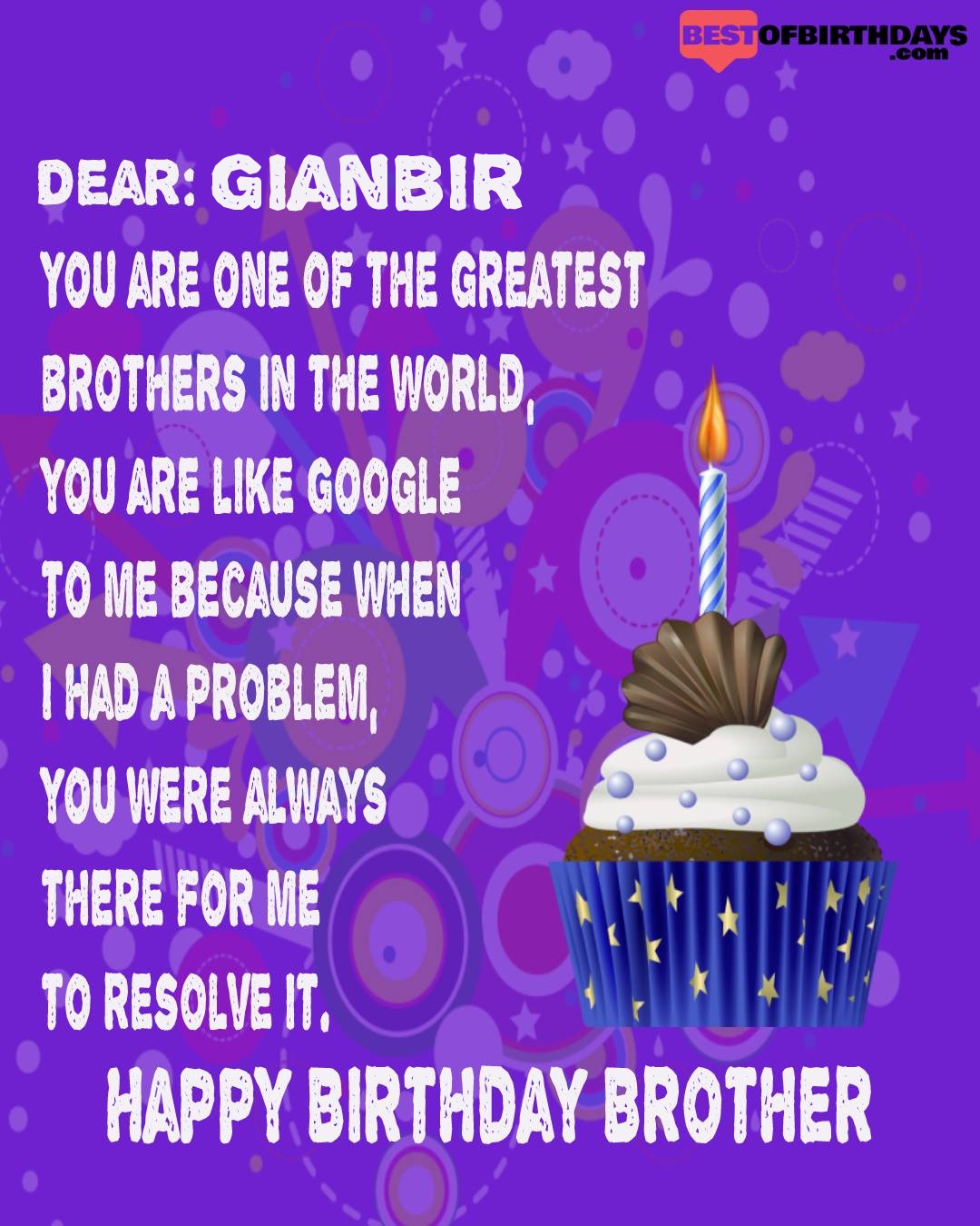 Happy birthday gianbir bhai brother bro